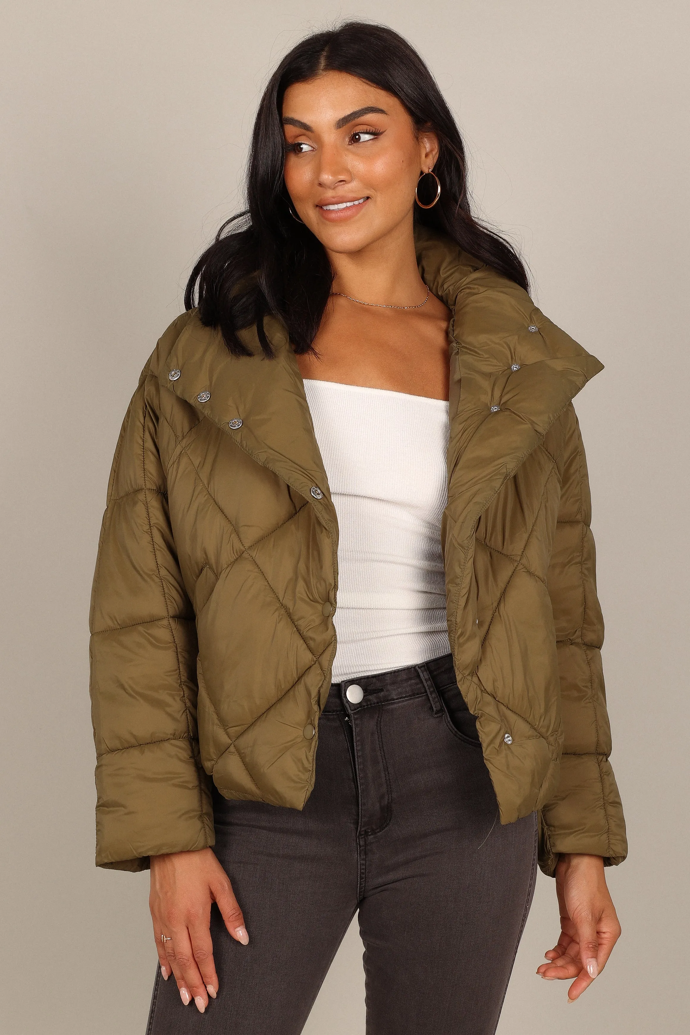 Malin Quilted Puffer Coat - Olive