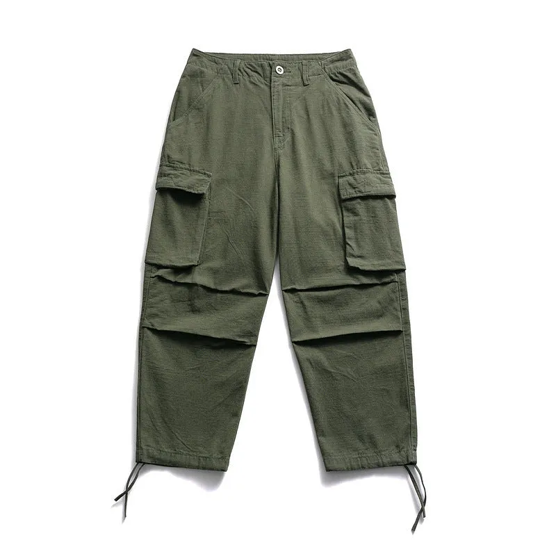 Man Fall Outfits Cargo Pants Overalls Men's Large Pocket Straight-Leg Pants Loose Casual Closing Wide Leg Pants