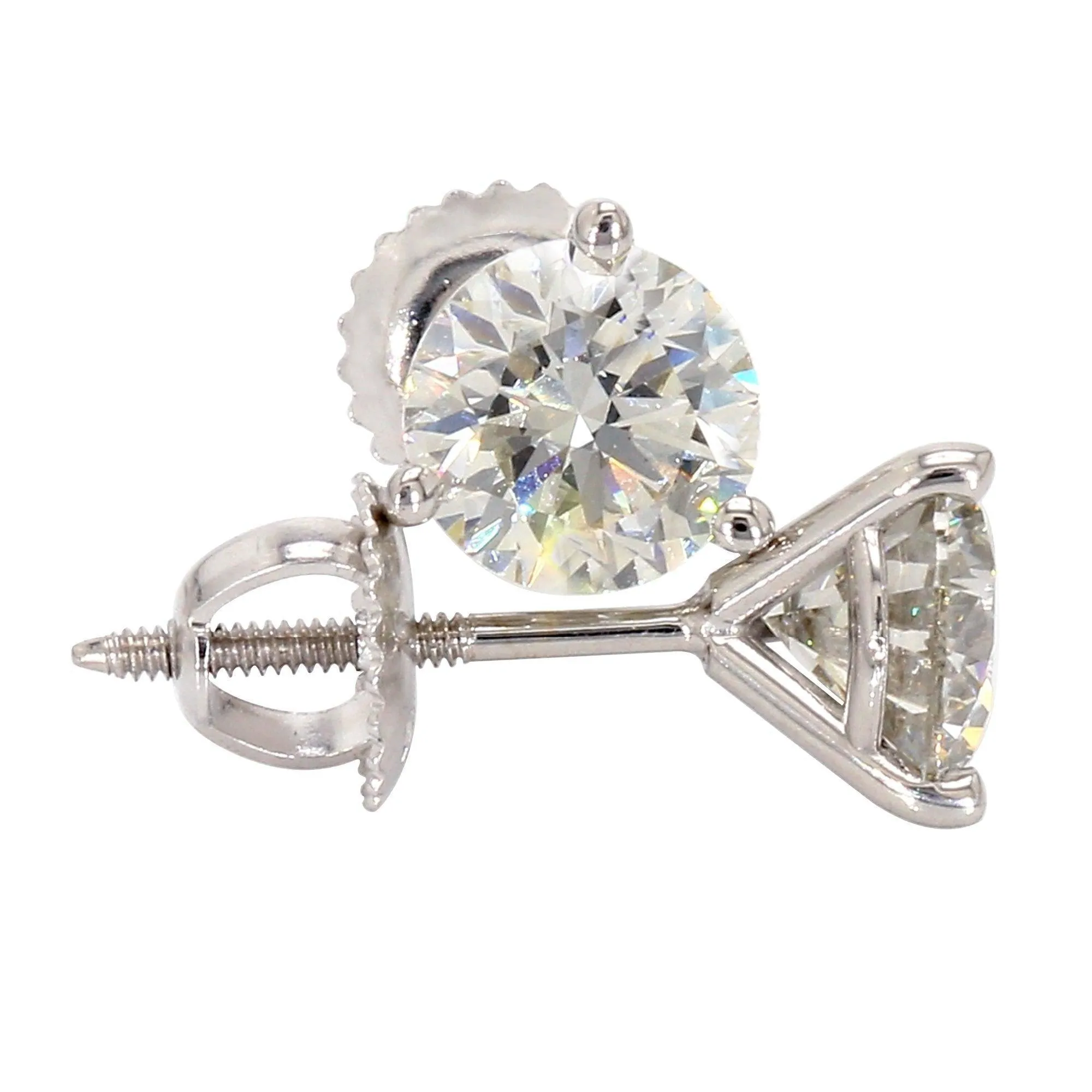 Martini Round Earrings 2.00 CTW. IGI Certified E-F VS
