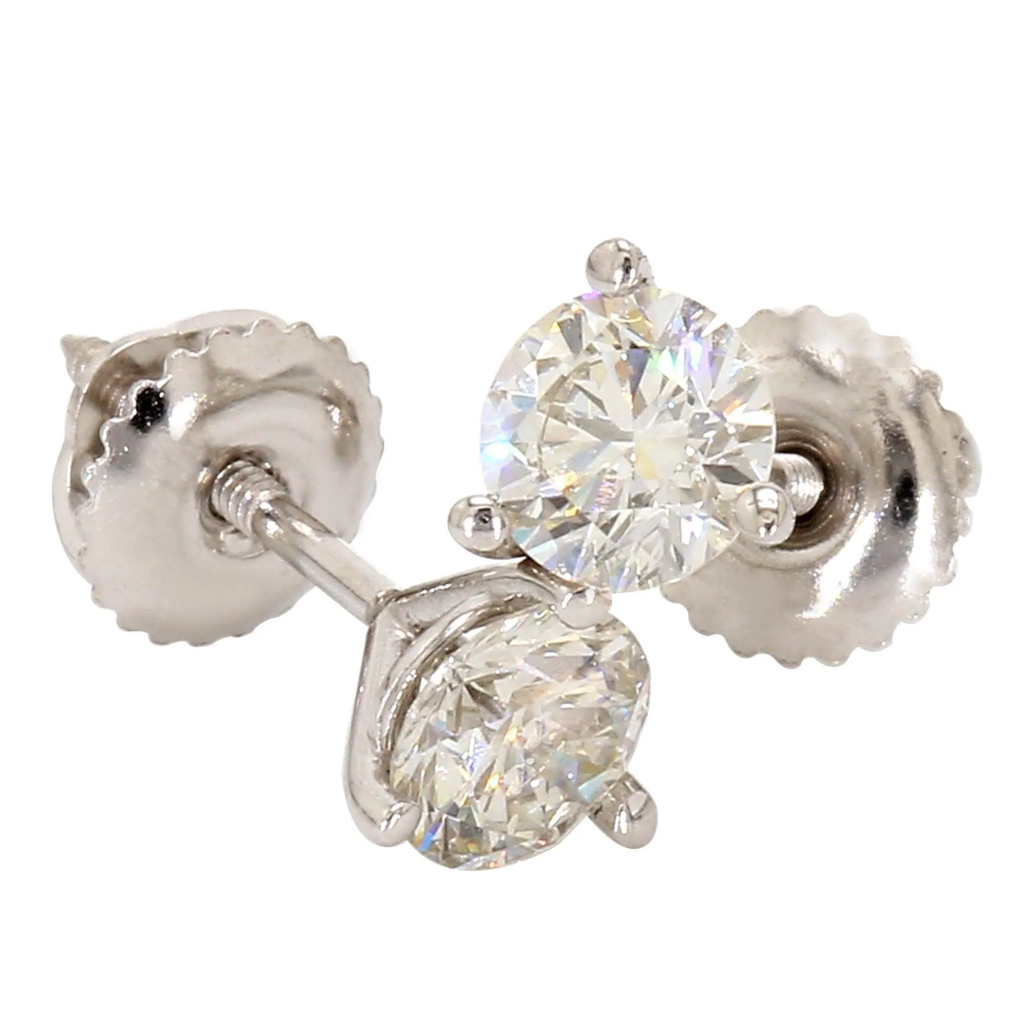 Martini Round Earrings 2.00 CTW. IGI Certified E-F VS