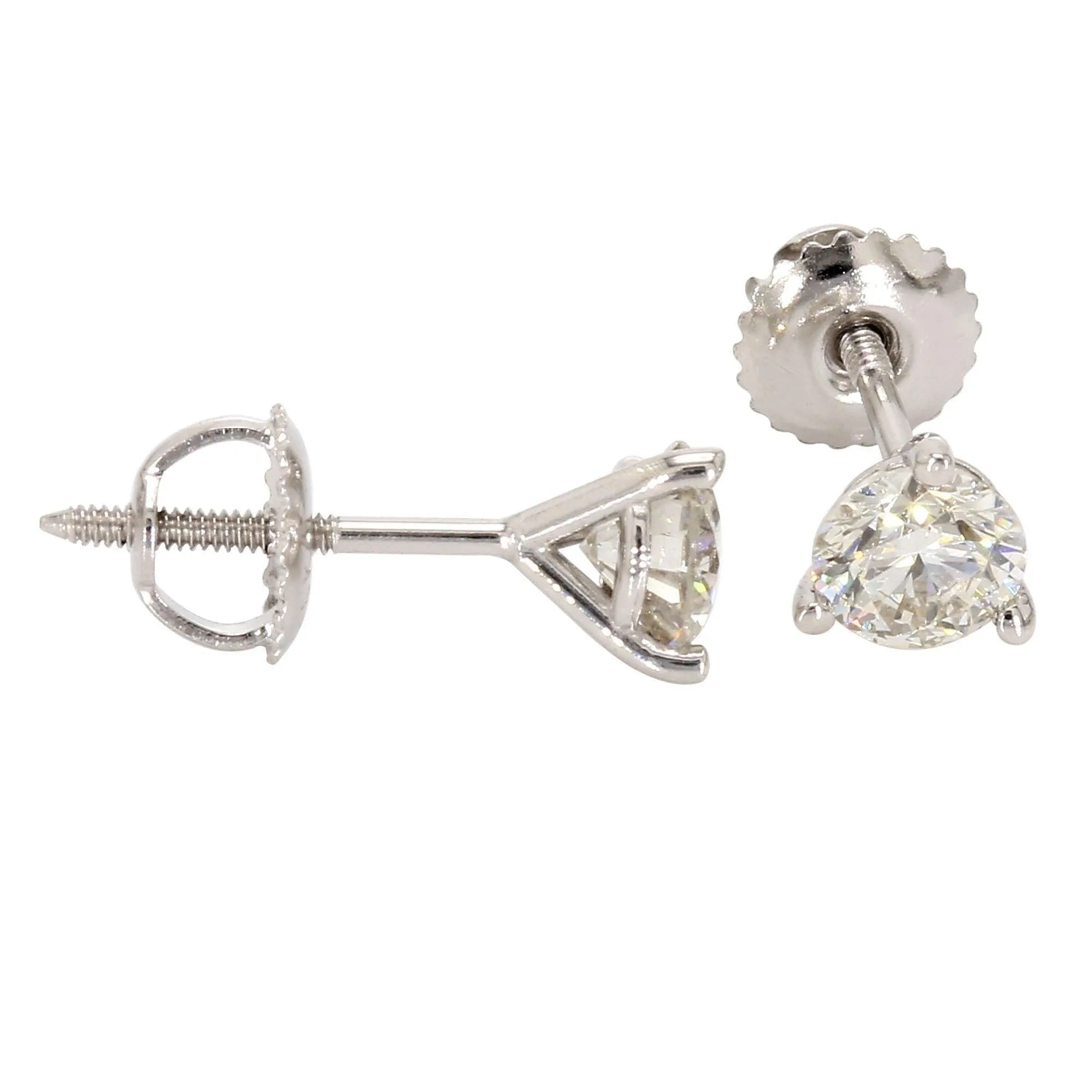 Martini Round Earrings 3/4 CTW. IGI Certified E-F VS