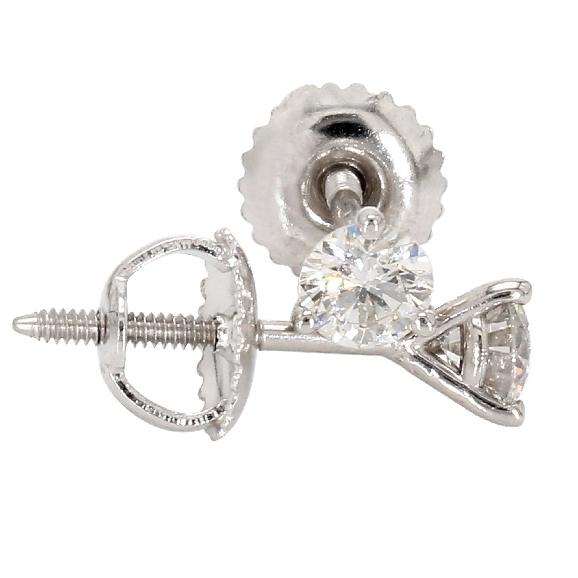Martini Round Earrings 3/4 CTW. IGI Certified E-F VS