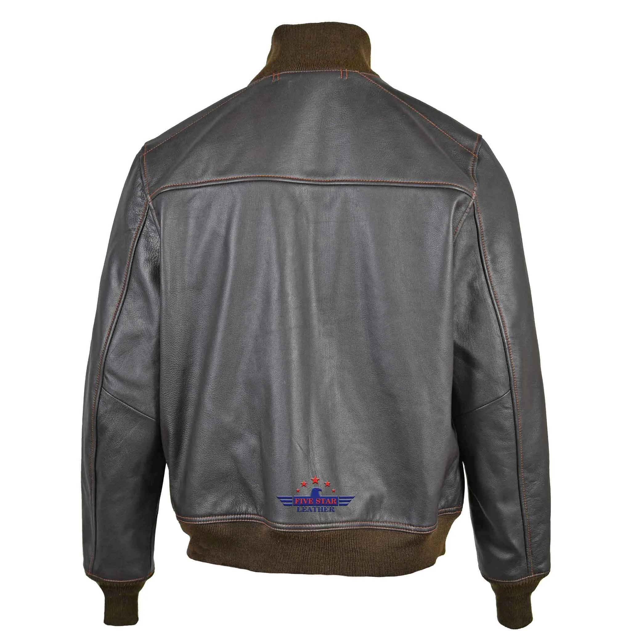 Men Flight A-1 Repro Goatskin Leather Jacket Military Aviation Bomber Seal Brown
