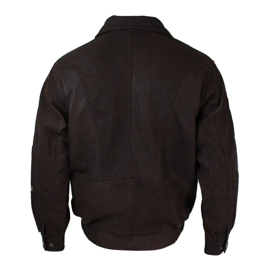 Men's Classic Bomber Nubuck Leather Jacket