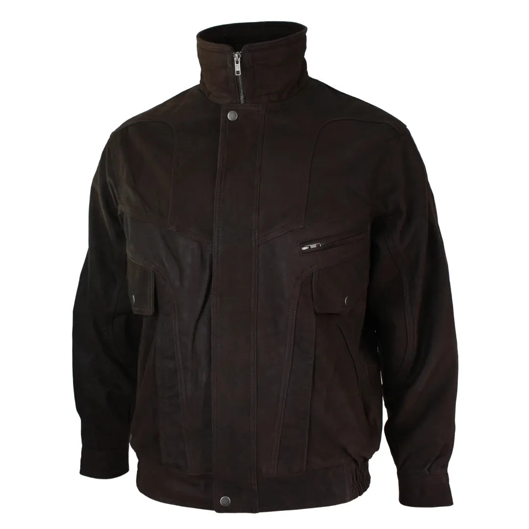 Men's Classic Bomber Nubuck Leather Jacket