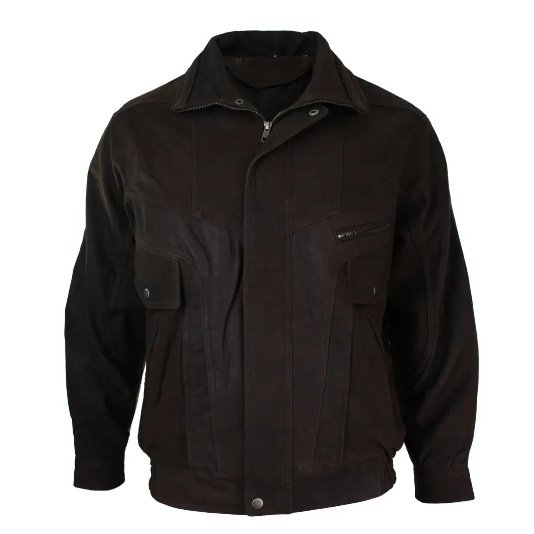 Men's Classic Bomber Nubuck Leather Jacket