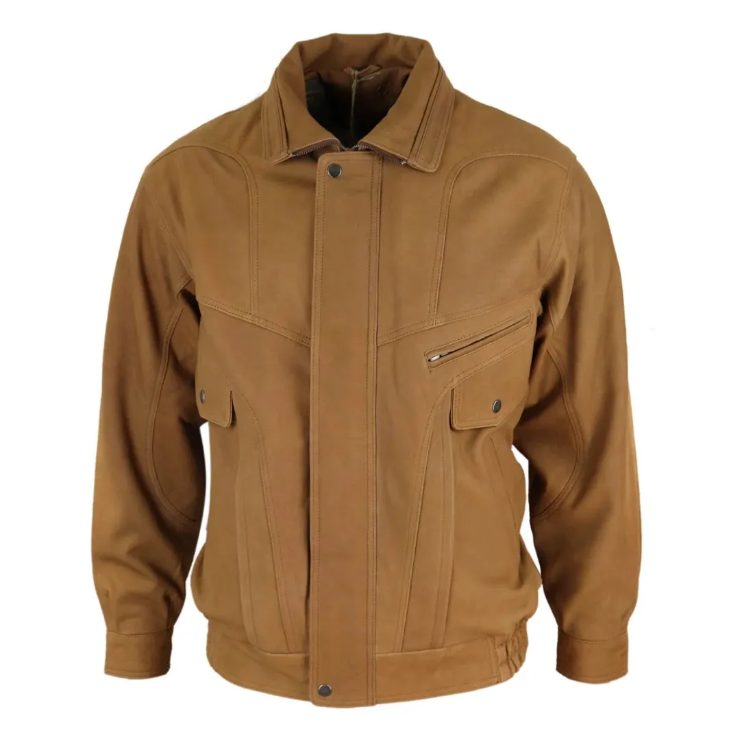Men's Classic Bomber Nubuck Leather Jacket