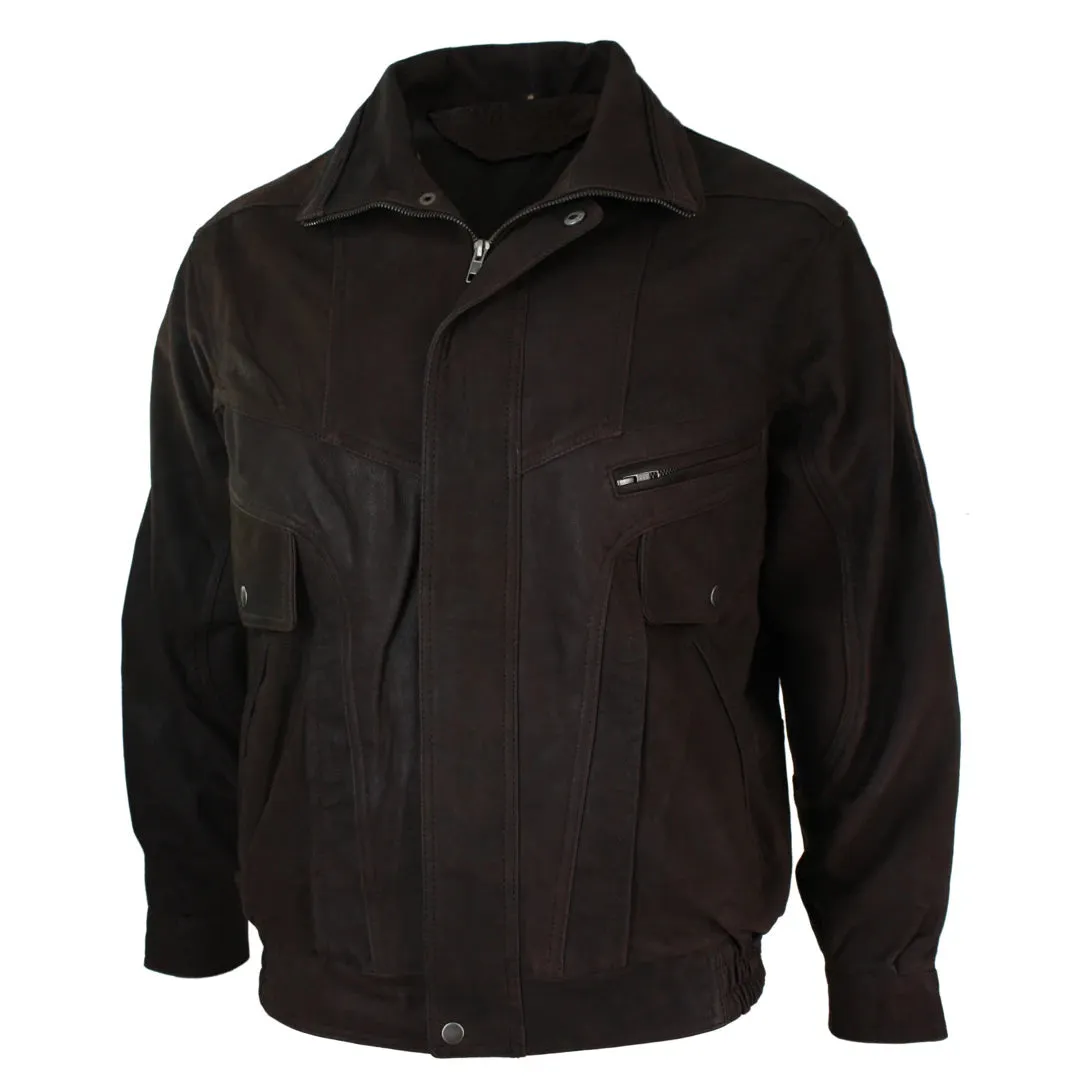 Men's Classic Bomber Nubuck Leather Jacket