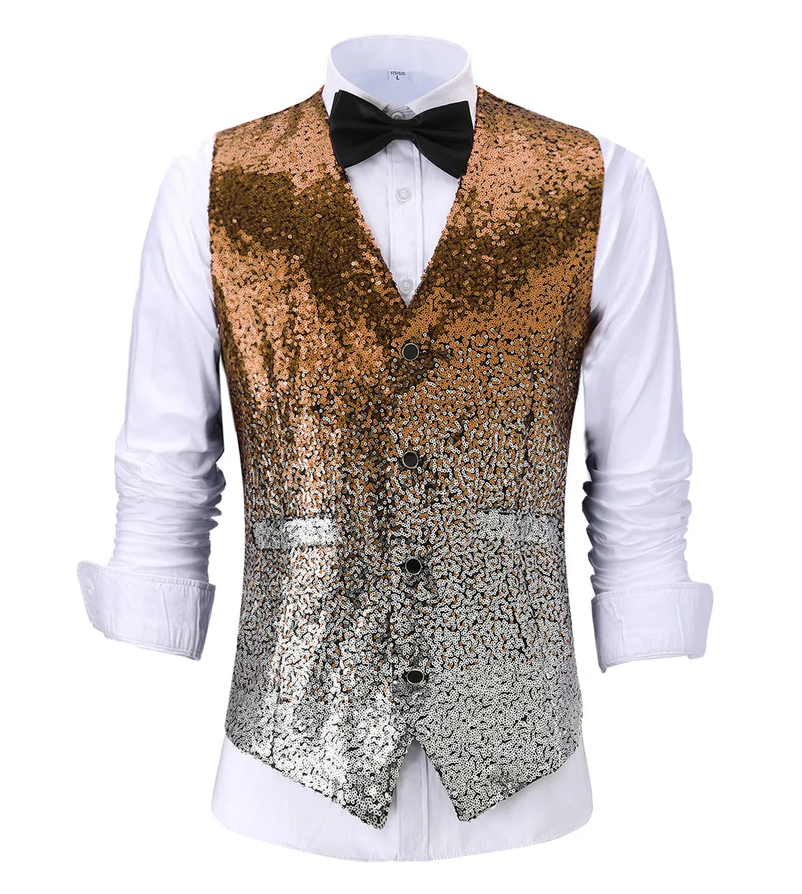 Men's Fashion Gradient Sequined Suit Vest V Neck Waistcoat