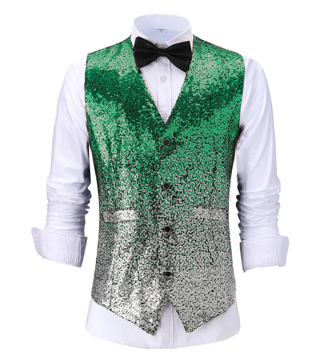 Men's Fashion Gradient Sequined Suit Vest V Neck Waistcoat