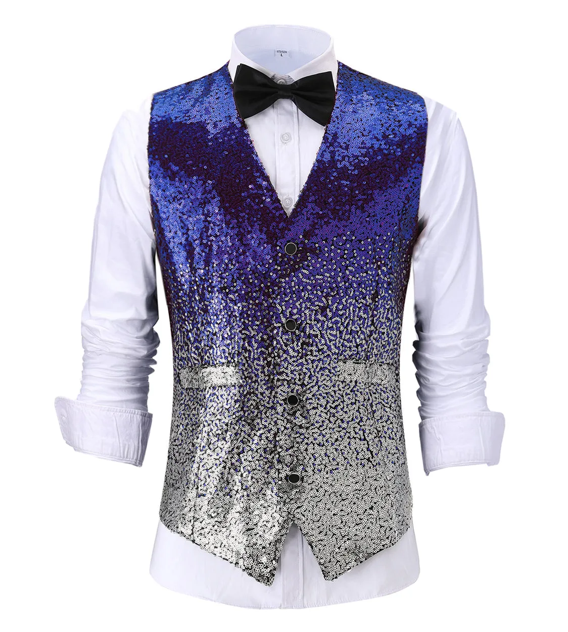 Men's Fashion Gradient Sequined Suit Vest V Neck Waistcoat
