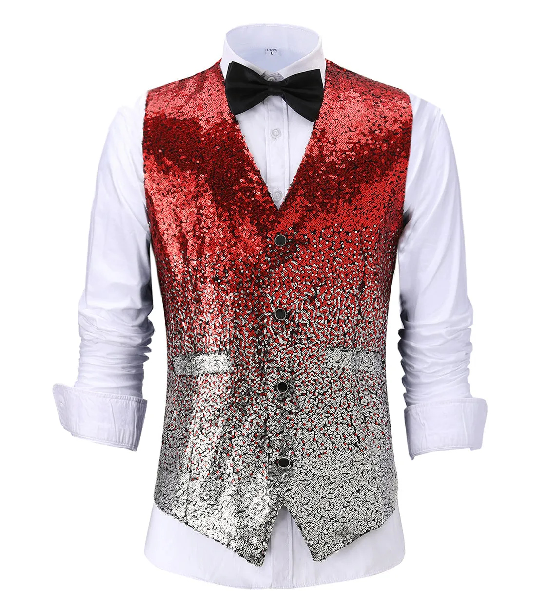 Men's Fashion Gradient Sequined Suit Vest V Neck Waistcoat