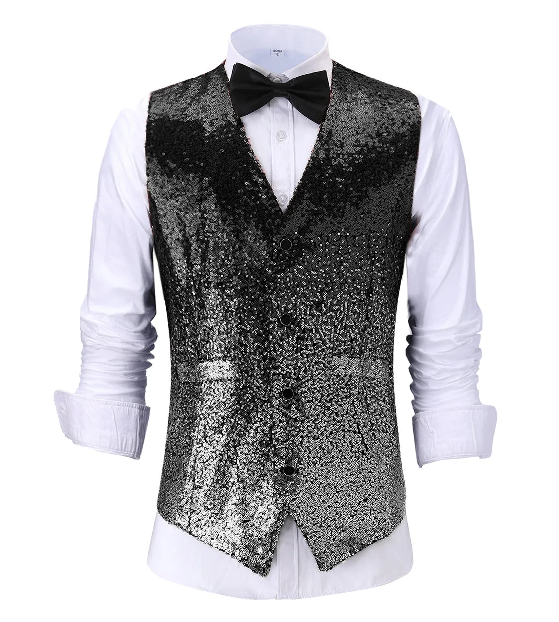 Men's Fashion Gradient Sequined Suit Vest V Neck Waistcoat