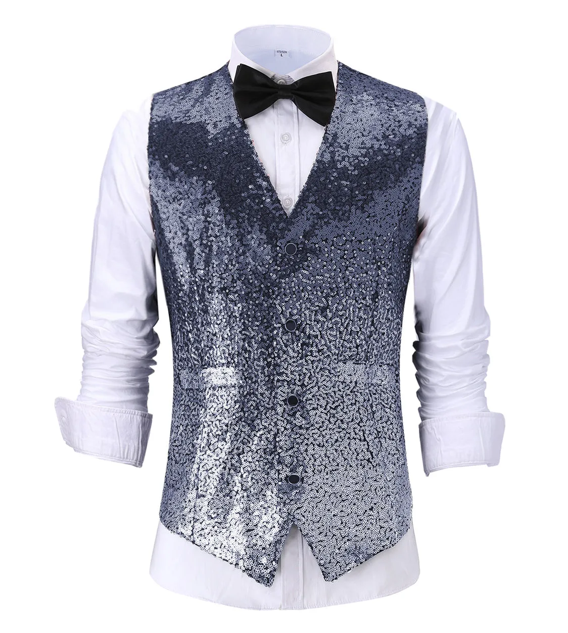 Men's Fashion Gradient Sequined Suit Vest V Neck Waistcoat
