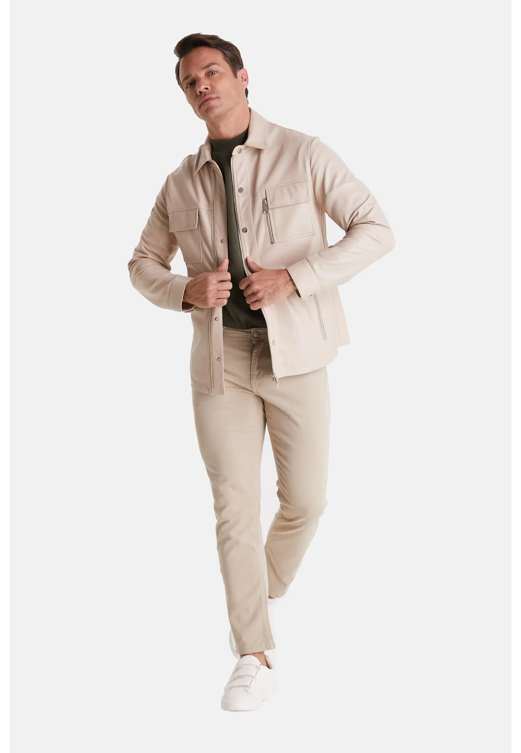 Men's Fashion Suede Jacket, Beige