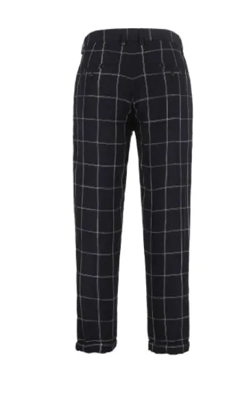 Men's Linen Plaid Slim Fit Casual Pants