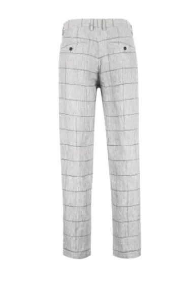 Men's Linen Plaid Slim Fit Casual Pants