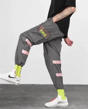 Men's Spring/Autumn Nylon Loose Cargo Pants With Fluorescent Stripes