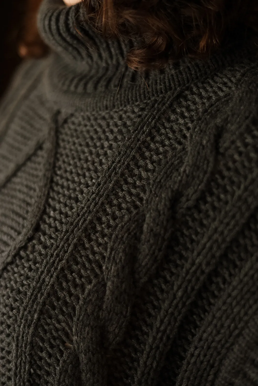 Merino Cable Dress in Charcoal Grey