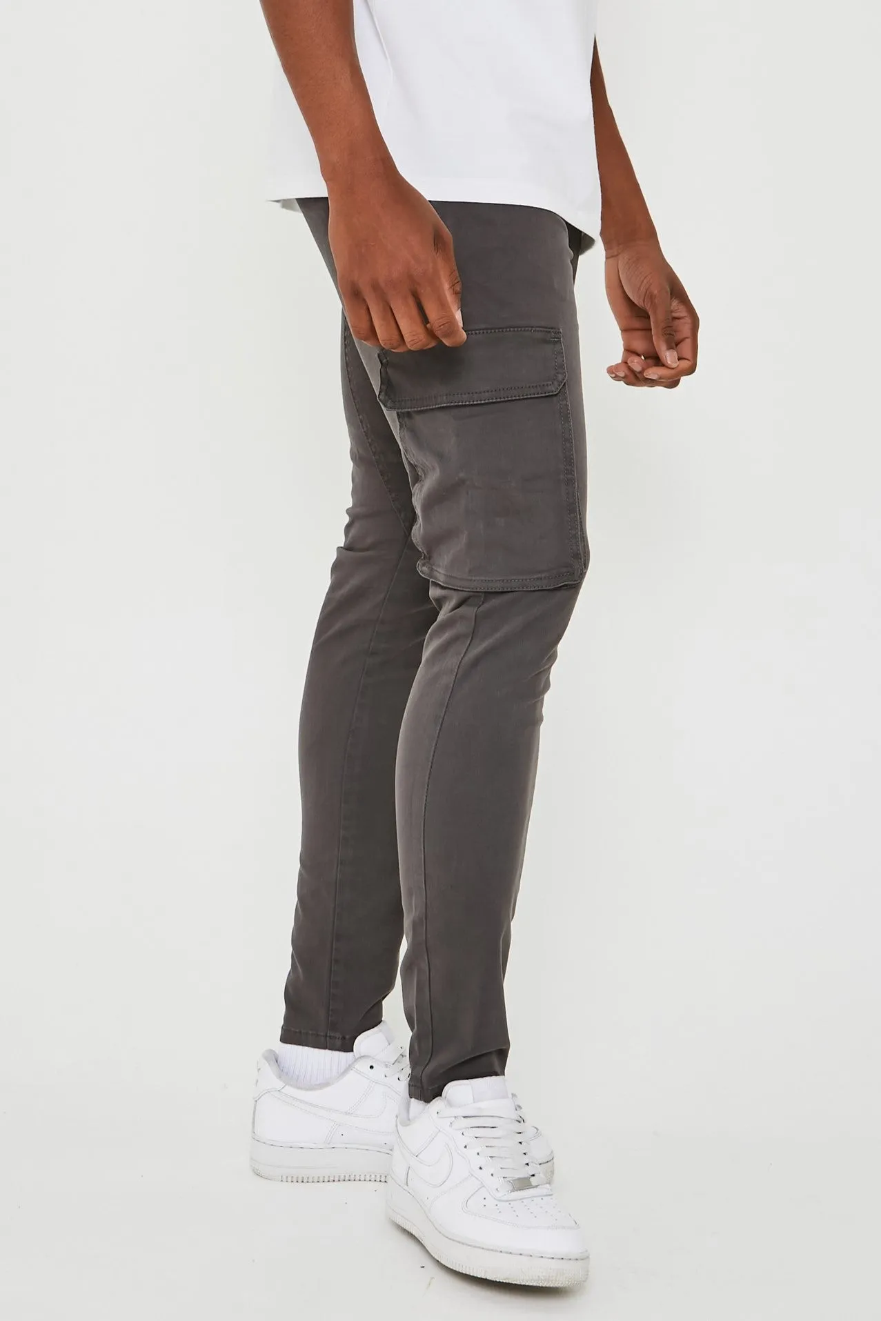 Milton Tapered Cargo Cotton Pants - Grey