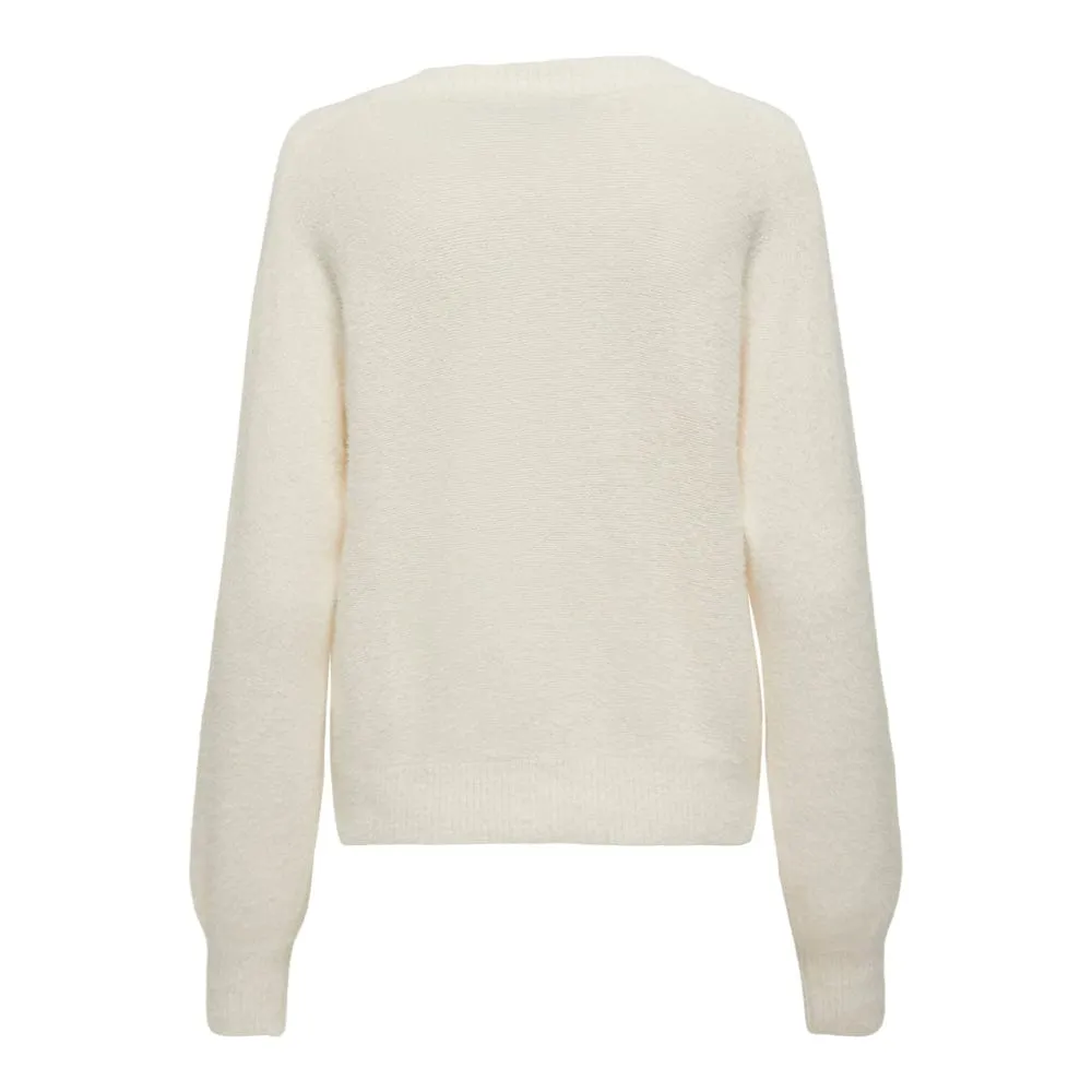 ONLY Onlella V-Neck Knit Cardigan in White