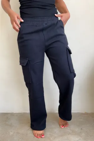 Plush Lounge Cargo Sweatpants - Black