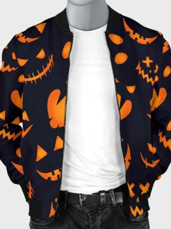 Pumpkins Pattern Halloween Bomber Jacket