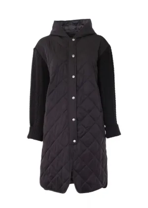 Quilted Long Coat With Toggle Waist
