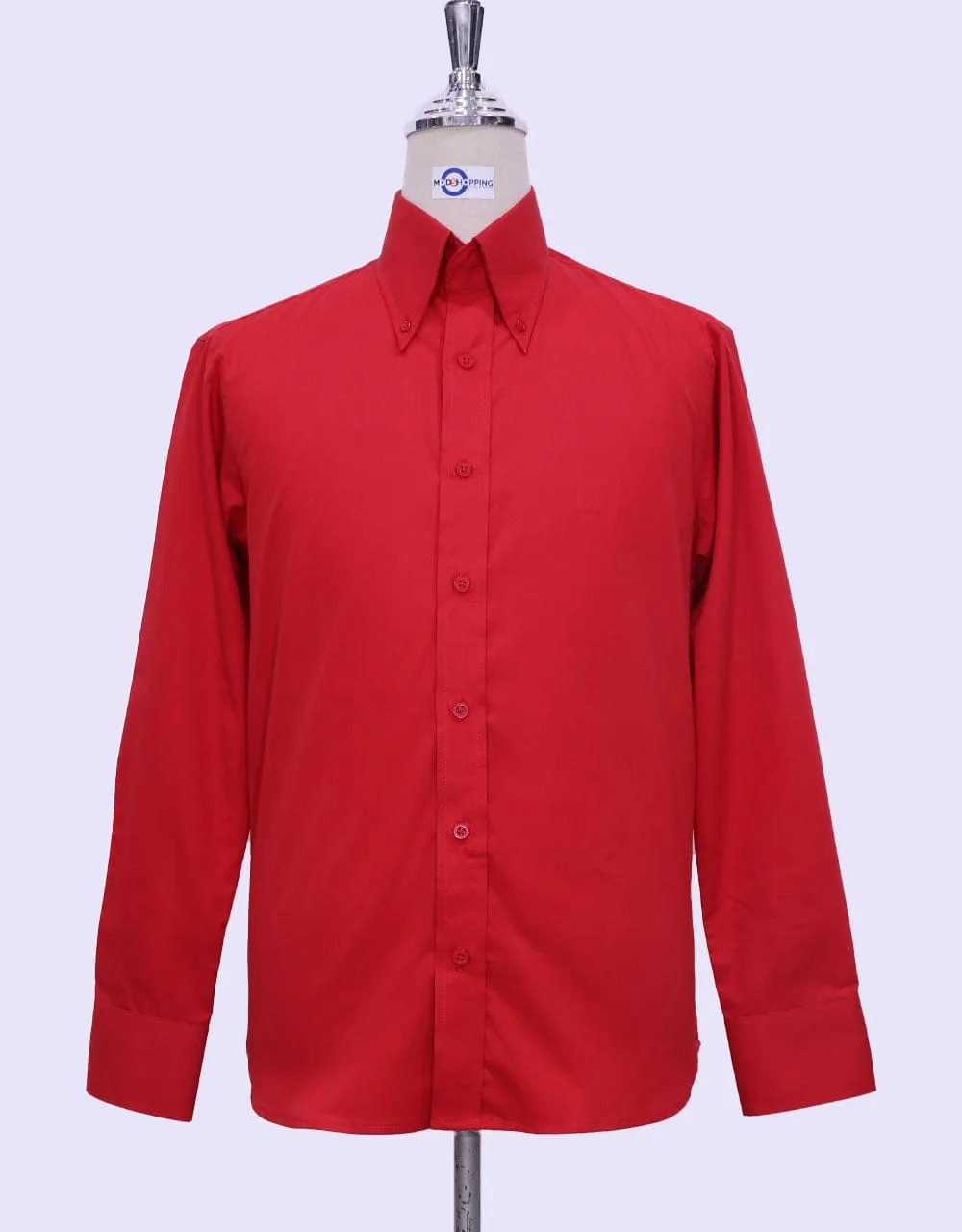 Red Button Down Collar Shirt