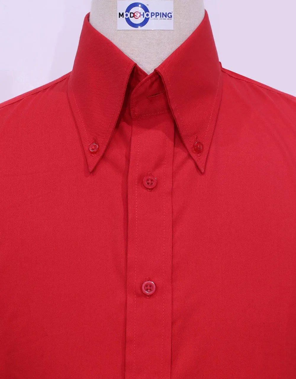 Red Button Down Collar Shirt