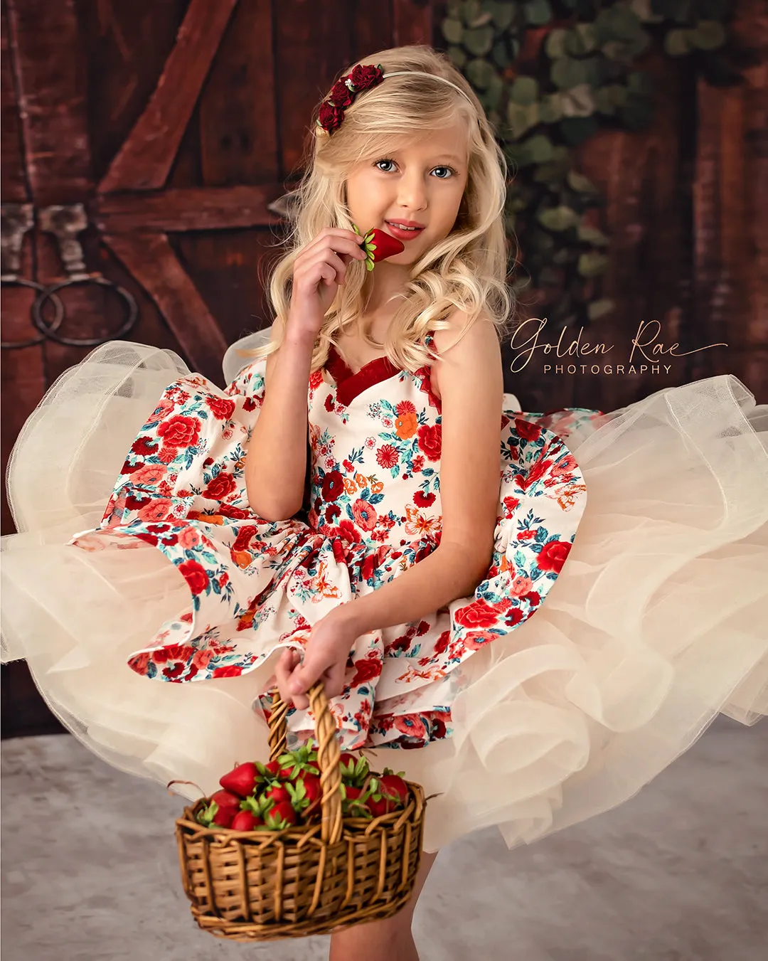 Retired rental euc "Frilly Floral" -   Petal Length Dress  - ( 3 Year - Petite 5 Year)