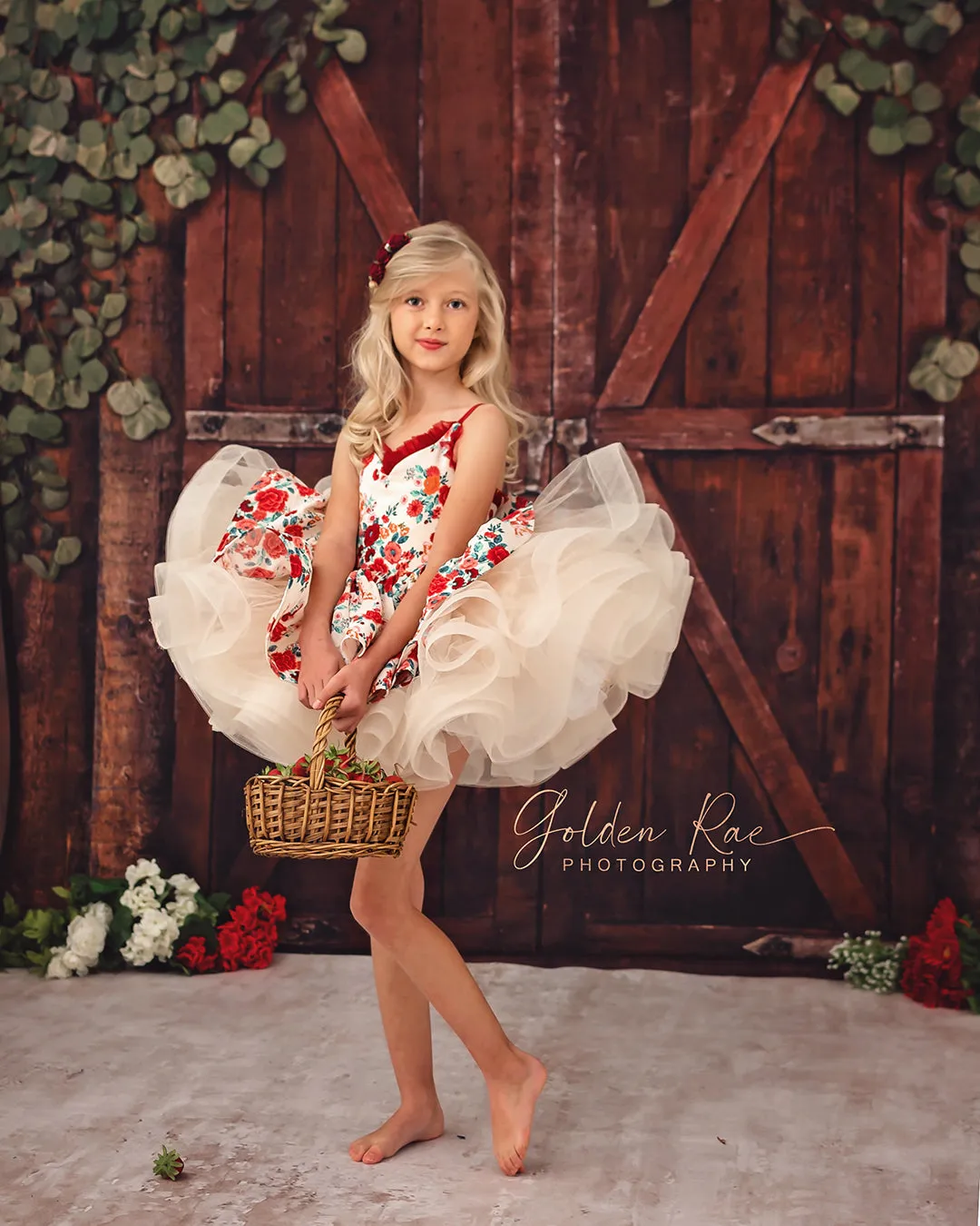 Retired rental euc "Frilly Floral" -   Petal Length Dress  - ( 3 Year - Petite 5 Year)