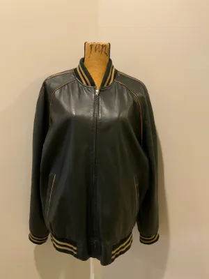 Retro Retreat Black Leather Bomber Jacket, SOLD