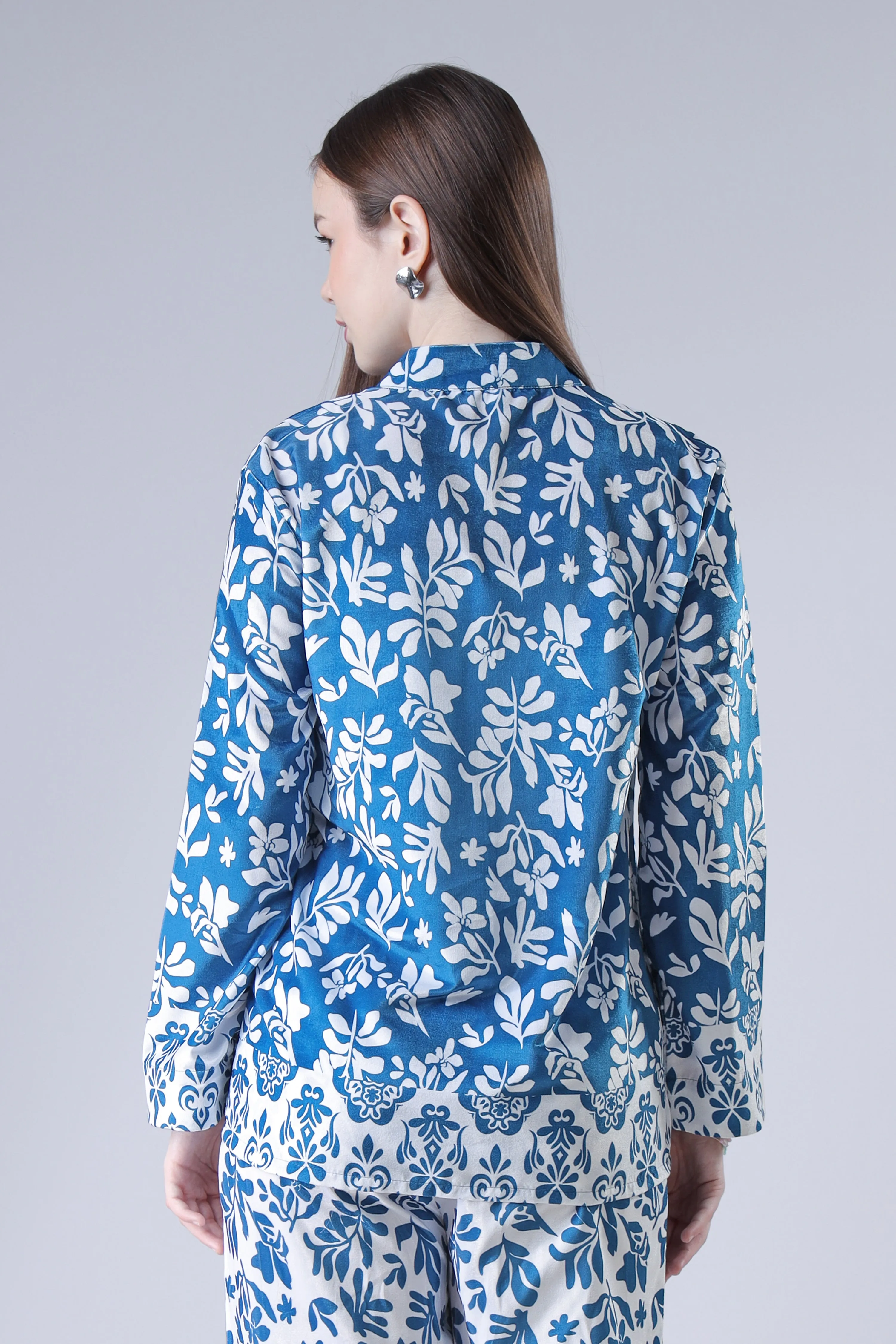 Seamless Royal Floral Velvet Shirt For Women