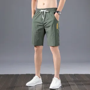 Shorts Men Summer Thin Quick Dry Casual Cropped Pants Straight Minimalist All-Matching Mid-Length Trendy Shorts