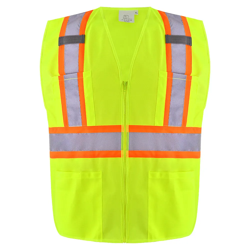 SMASYS 4 Pockets Two-Tone High Visibility Safety Vest(LB-VS052)
