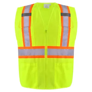 SMASYS 4 Pockets Two-Tone High Visibility Safety Vest(LB-VS052)