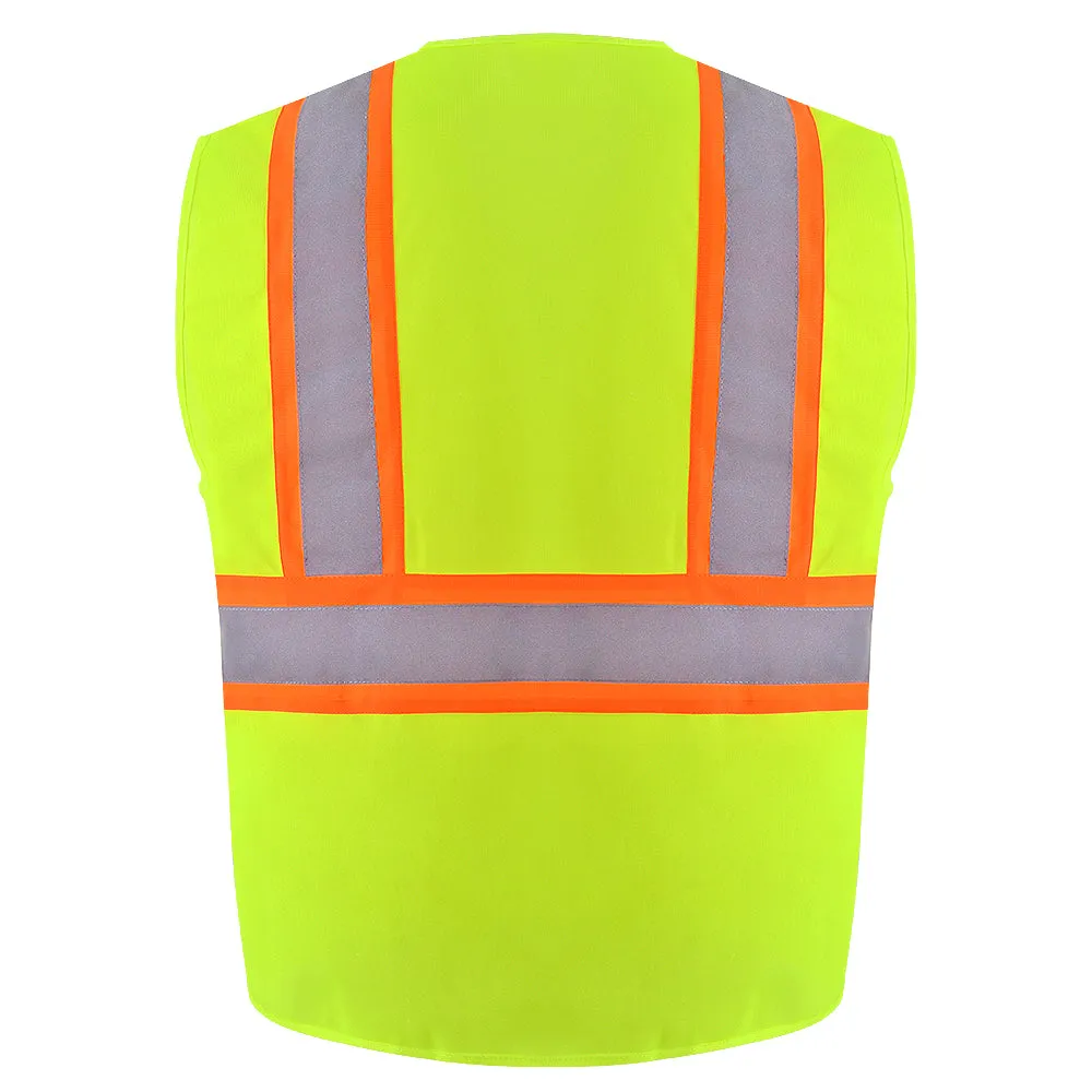 SMASYS 4 Pockets Two-Tone High Visibility Safety Vest(LB-VS052)