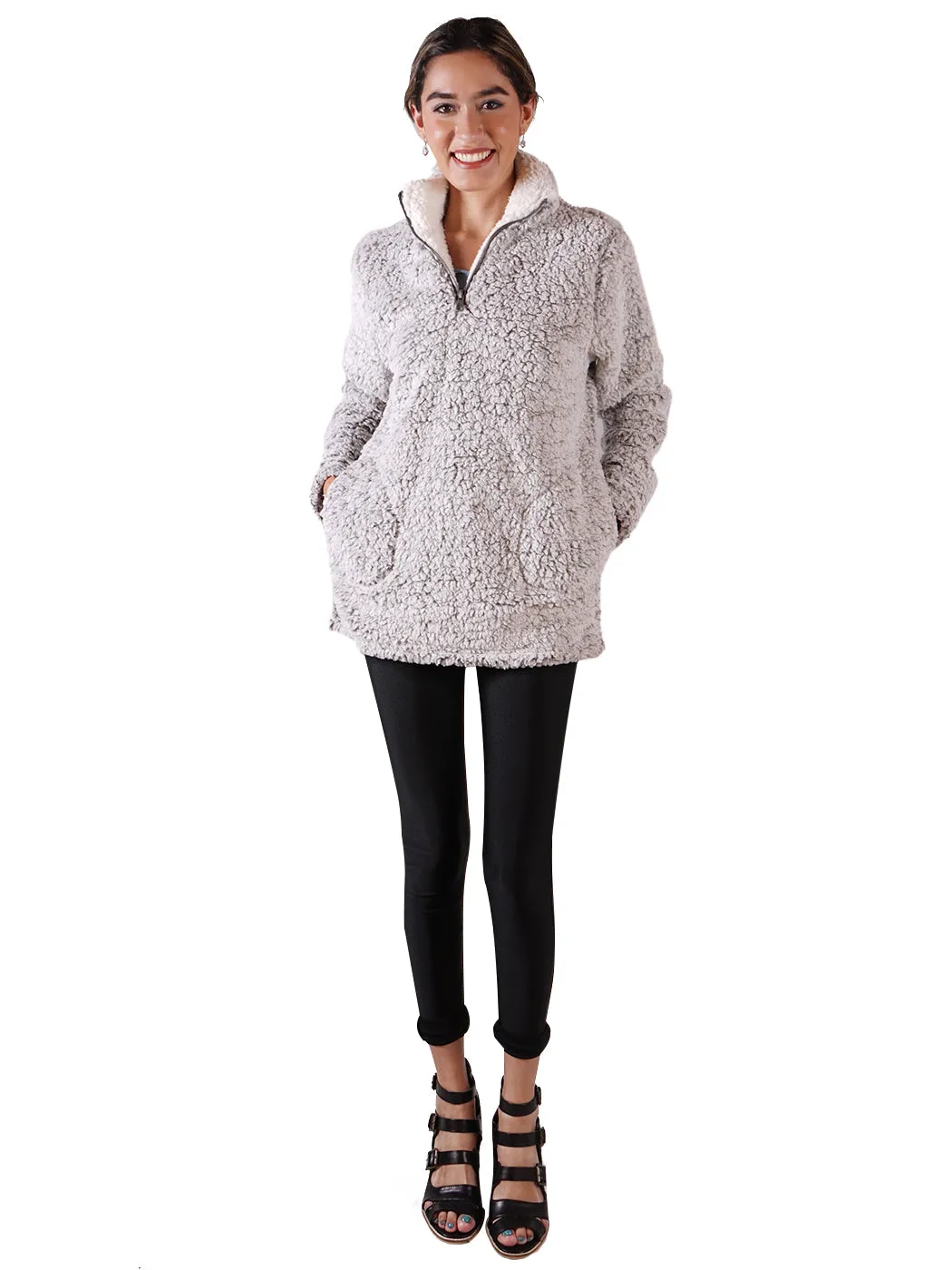 Soft Sherpa Pullover Zipper Sweater