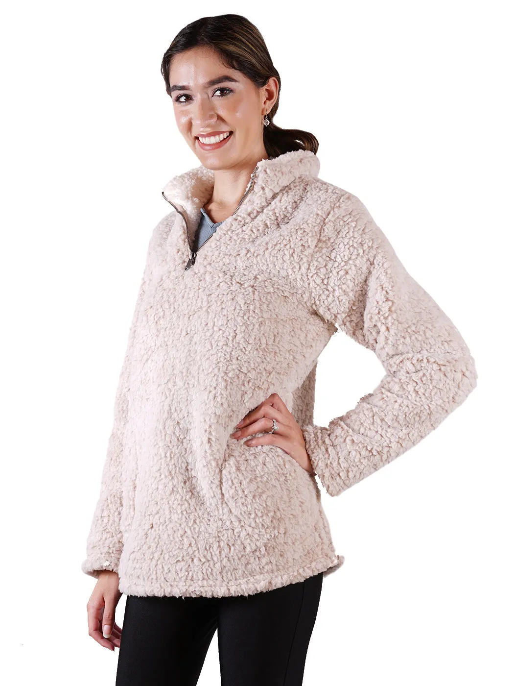 Soft Sherpa Pullover Zipper Sweater