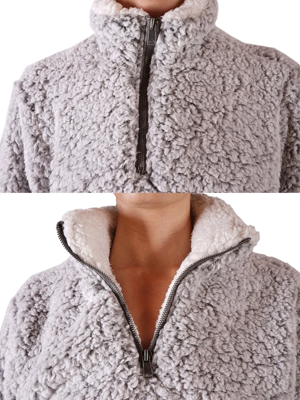 Soft Sherpa Pullover Zipper Sweater
