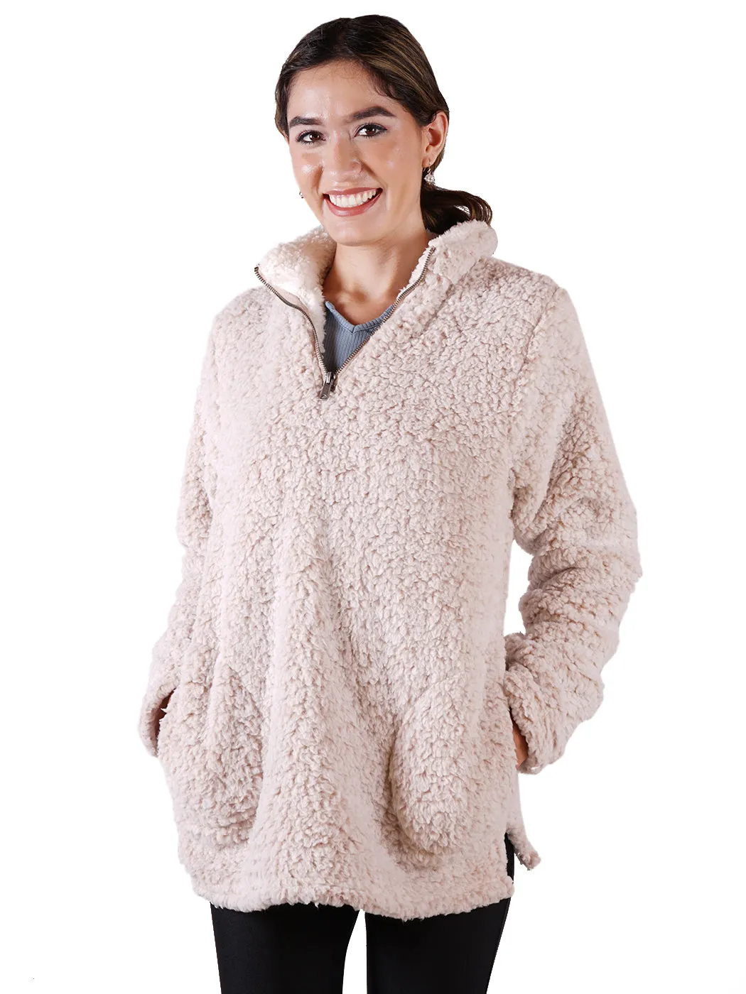 Soft Sherpa Pullover Zipper Sweater