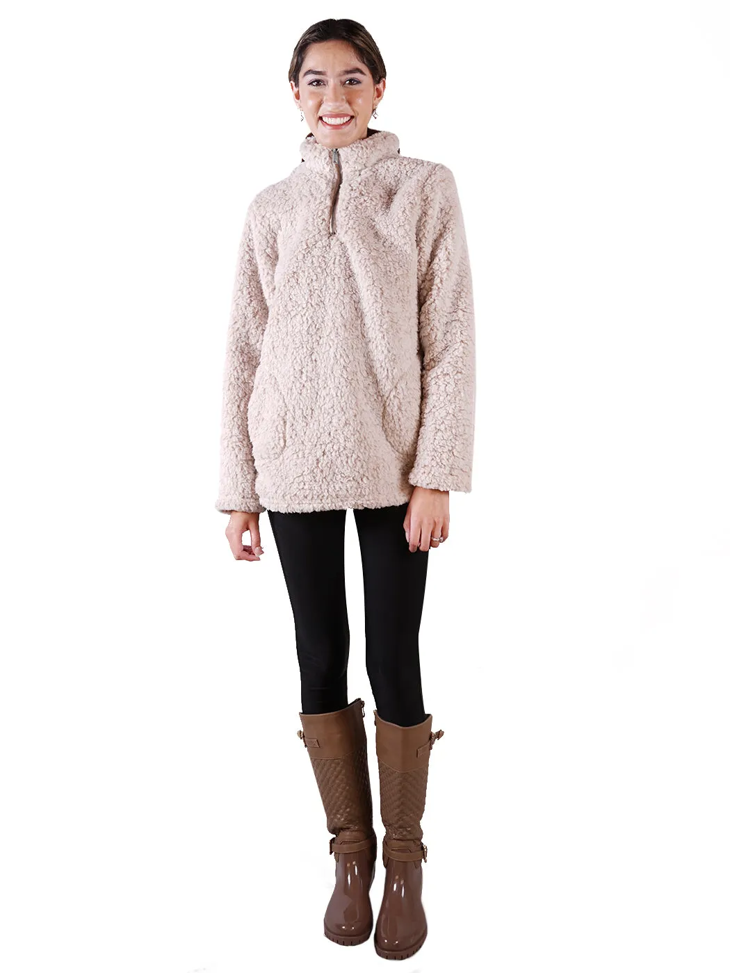 Soft Sherpa Pullover Zipper Sweater