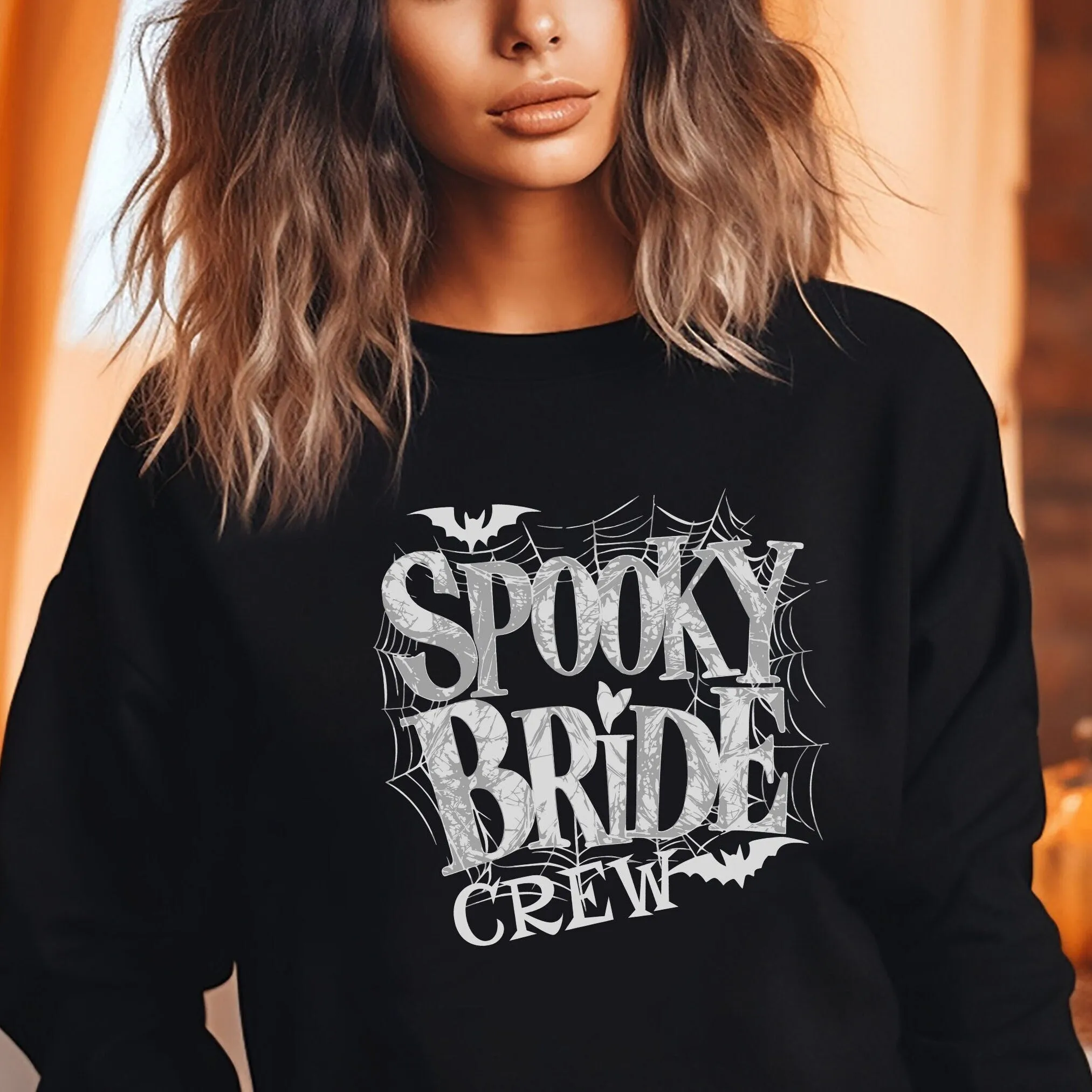 Spooky Bride Crew T-Shirt, Halloween Wedding Party VNeck Tee, Bachelorette Bride Shirt,Bridal Graphic Tee, Bat Themed Bride Squad Sweatshirt