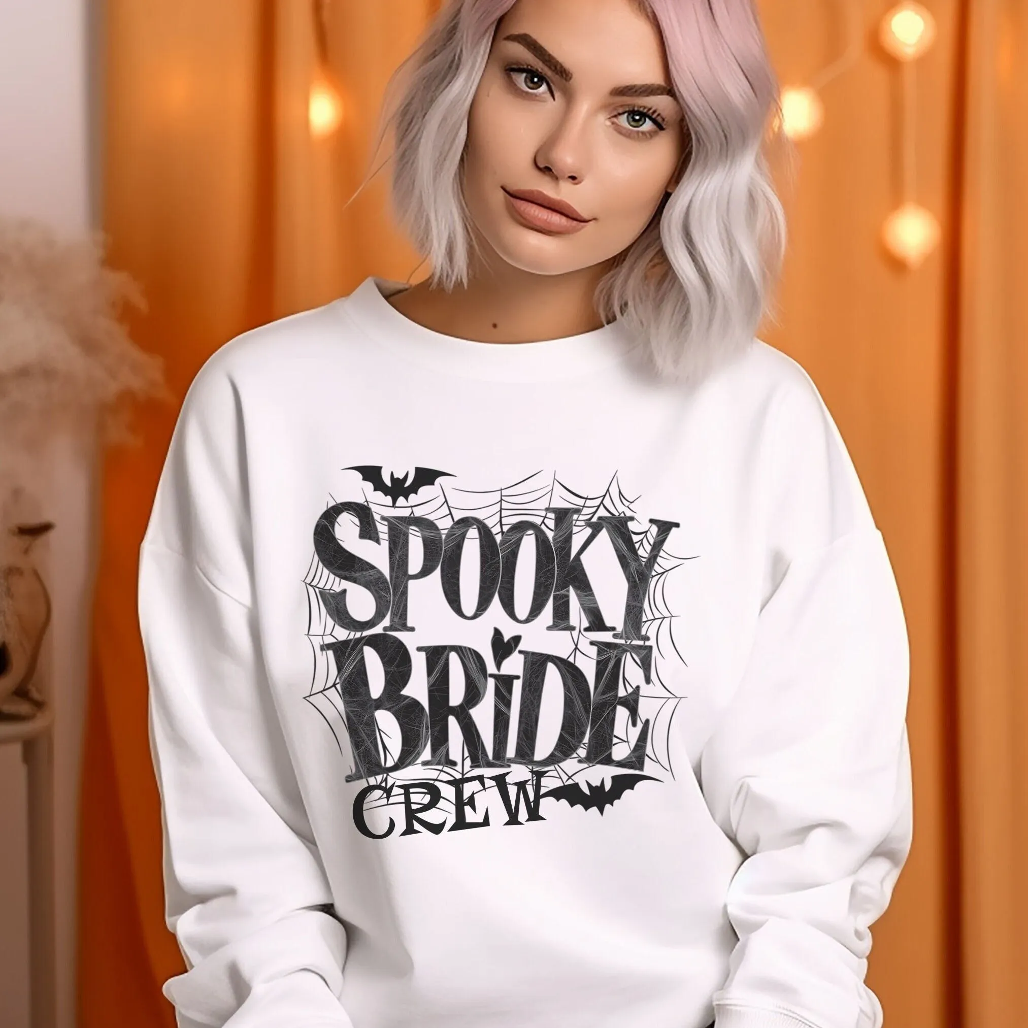 Spooky Bride Crew T-Shirt, Halloween Wedding Party VNeck Tee, Bachelorette Bride Shirt,Bridal Graphic Tee, Bat Themed Bride Squad Sweatshirt