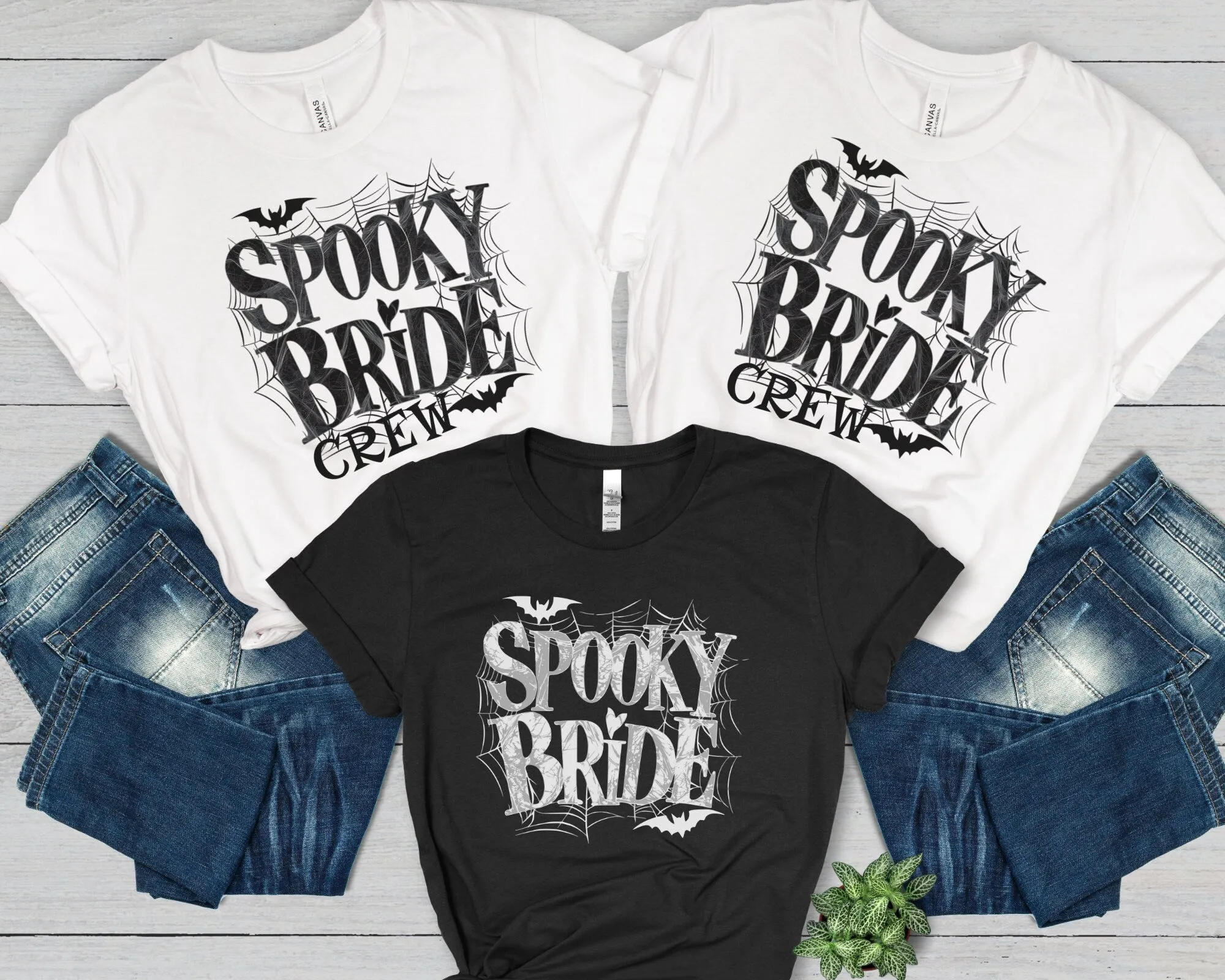 Spooky Bride Crew T-Shirt, Halloween Wedding Party VNeck Tee, Bachelorette Bride Shirt,Bridal Graphic Tee, Bat Themed Bride Squad Sweatshirt