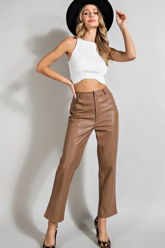Stephanie Faux Leather Straight Leg Pants