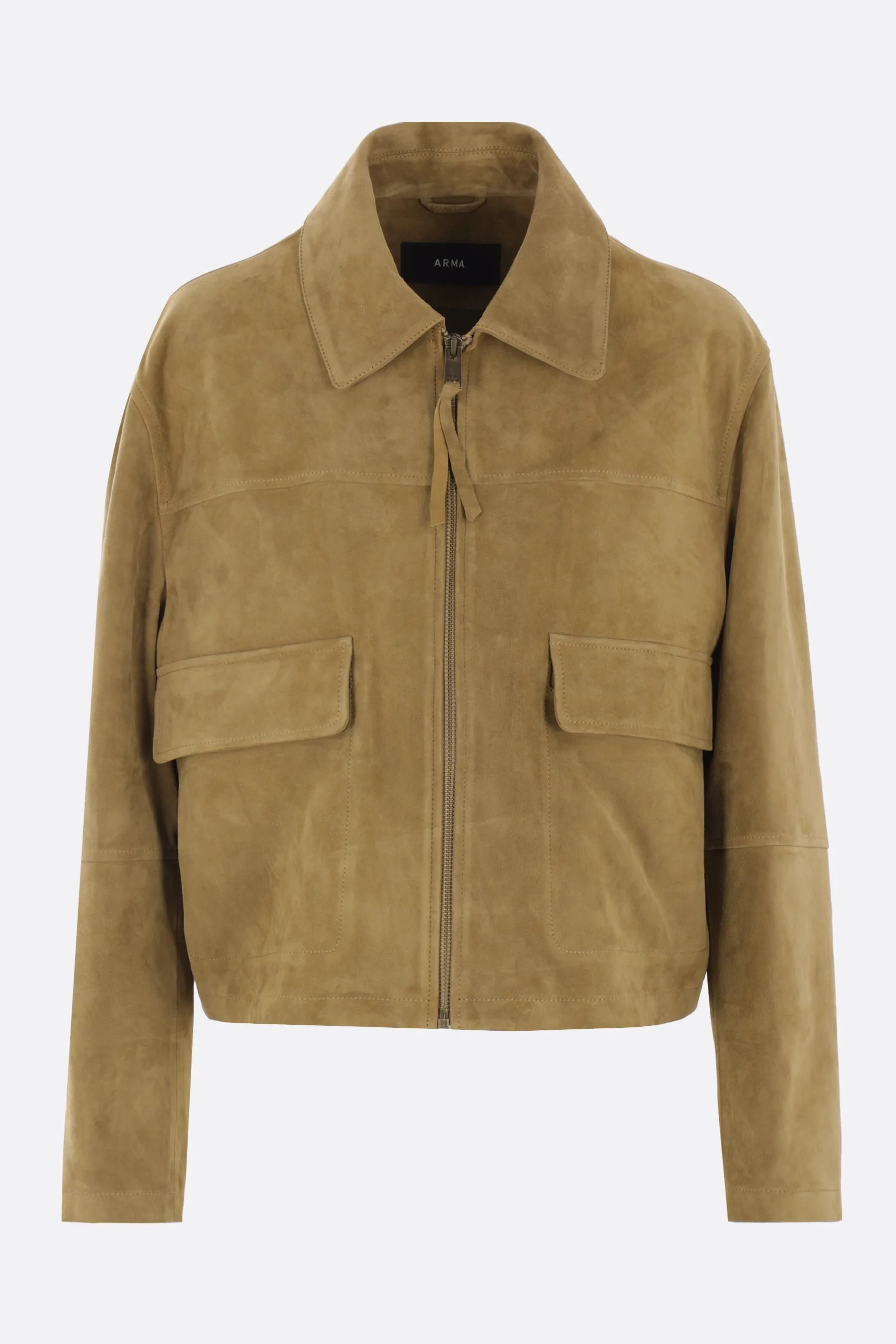 Suede Full-Zip Bomber Jacket
