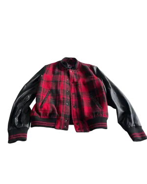 Tartan Red Topman Checkered Leather Jacket - Size Small (SKU 4619)