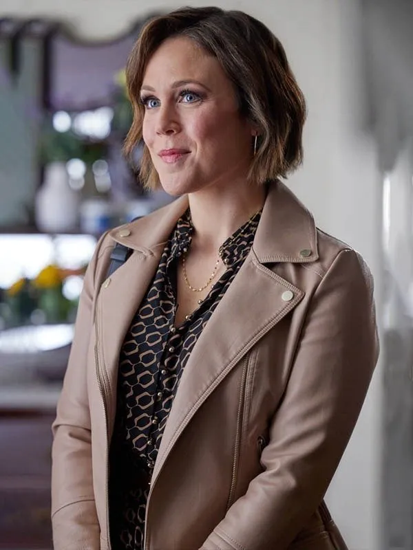 The Wedding Cottage 2023 Vanessa Doyle Brown Biker Leather Jacket